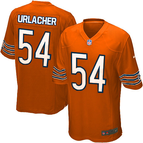 Men's Game Brian Urlacher Nike Jersey Orange Alternate - #54 NFL Chicago Bears